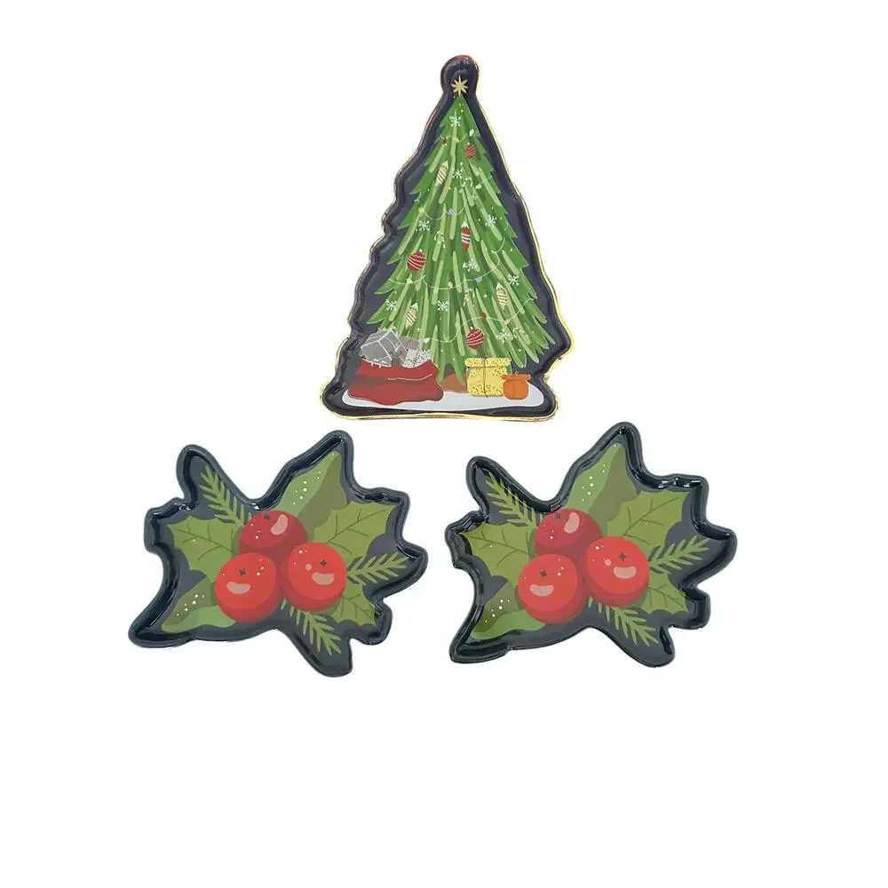 Mudpie Christmas Tree Spoon Rest Glass & 2 Holy Berry Spoon Rests New with Tags